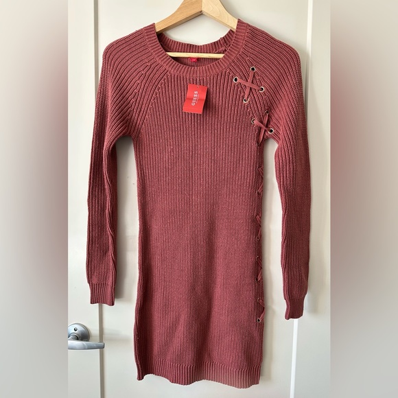 Dark pink Guess sweater dress - Picture 1 of 3